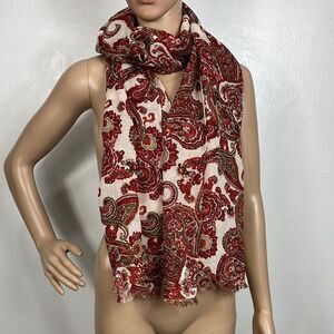 Land’s End Paisley Print Fringe Trim Rectangle Scarf